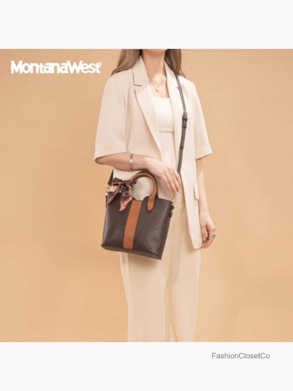 Vegan Leather Tote Bag with Detachable Crossbody Strap Satchel Handbag - Picture 3 of 7